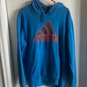 Adidas Blue Hoodie with Red Logo